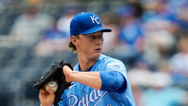 Jun 16, 2021; Kansas City, Missouri, USA; Kansas City Royals starting pitcher Brady Singer (51) pitches against the Detroit Tigers during the first inning at Kauffman Stadium. Mandatory Credit: Jay Biggerstaff-USA TODAY Sports